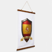 Campos Spain Heraldic Name Shield Wandteppich Mit Holzrahmen (Gewinkelt)