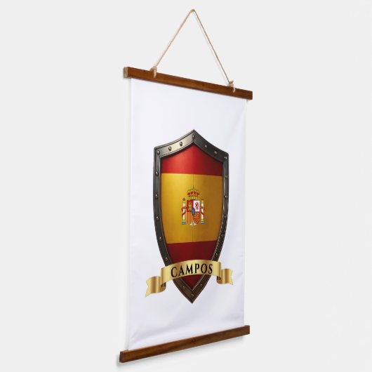Campos Spain Heraldic Name Shield Wandteppich Mit Holzrahmen (Gewinkelt)