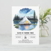 Campout im Wilden Geburtstag Einladung (Stehend Vorderseite)