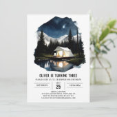 Campout in den Bergen Einladung zum Geburtstag (Stehend Vorderseite)