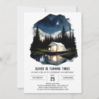 Campout in den Bergen Einladung zum Geburtstag