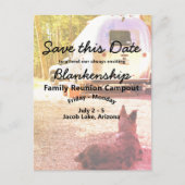 Campout Wiedersehen Celebration Save the Date Vorl Ankündigungspostkarte (Vorderseite)