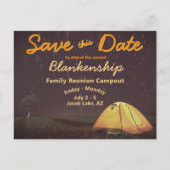 Campout Wiedersehen Celebration Save the Date Vorl Ankündigungspostkarte (Vorderseite)