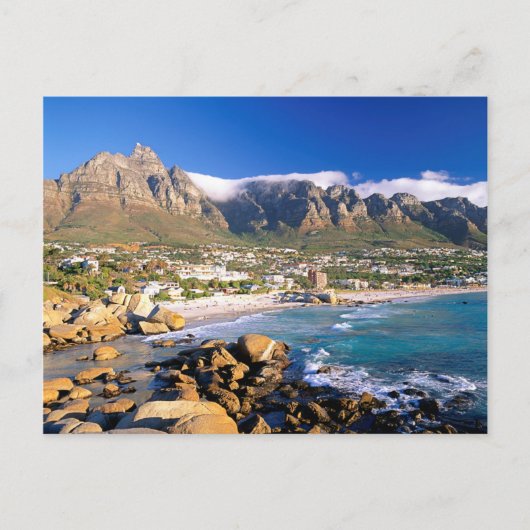 Camps Bay Beach und die Zwölf Apostel Range Postkarte (Vorderseite)
