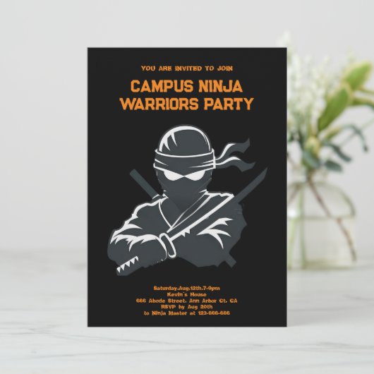 Campus Ninja Fun cipher fraternit Einladungskarte (Stehend Vorderseite)