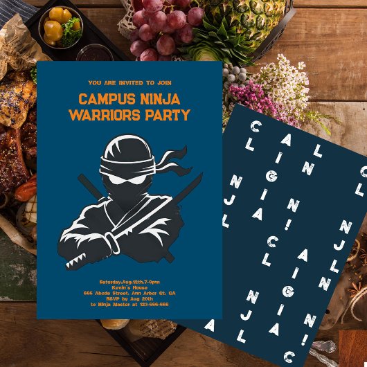 Campus Ninja Fun cipher fraternit Einladungskarte