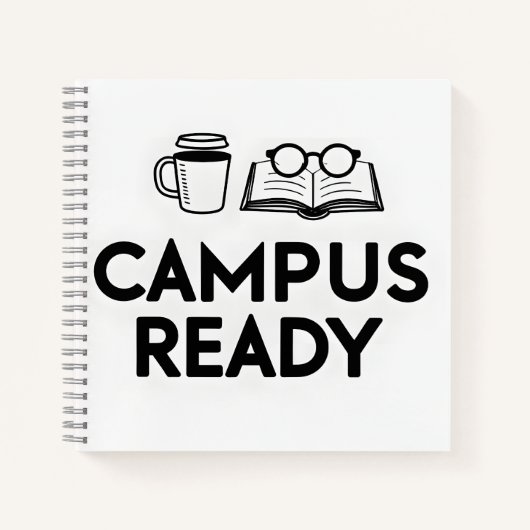 Campus Ready | Kaffee & Bücher Line Art Notizbuch (Vorderseite)