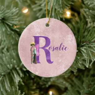 Campy lila Schimmer-Fee-Buchstabe R Personalisiert Keramik Ornament