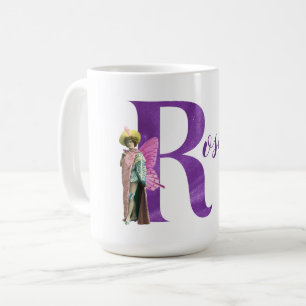 Campy lila Schimmer illustrierte Buchstabe R Kaffeetasse