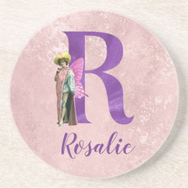 Campy Lila Shimmer Illustriert Letter R Getränkeuntersetzer