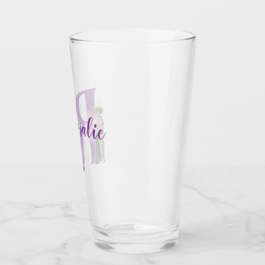 Campy Lila Shimmer Illustriert Letter R Glas (Links)