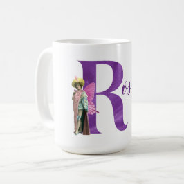 Campy Lila Shimmer Illustriert Letter R Kaffeetasse
