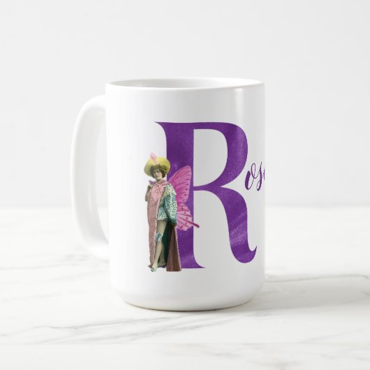 Campy Lila Shimmer Illustriert Letter R Kaffeetasse (Vorderseite Links)