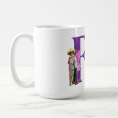 Campy Lila Shimmer Illustriert Letter R Kaffeetasse (Links)