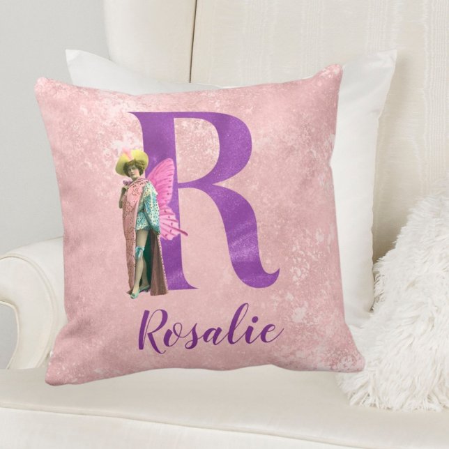 Campy Lila Shimmer Illustriert Letter R Kissen (Von Creator hochgeladen)