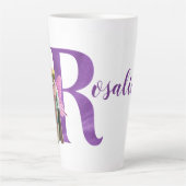 Campy Lila Shimmer Illustriert Letter R Milchtasse (Vorderseite)