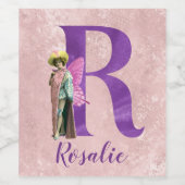 Campy Lila Shimmer Illustriert Letter R Weinetikett (Einzelnes Label)