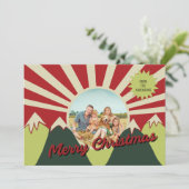 Campy Retro Style Foto Frohe Weihnachten (Stehend Vorderseite)