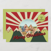 Campy Retro Style Foto Frohe Weihnachten (Vorne/Hinten)