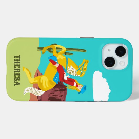 Campy Western Cowgirl auf Pferd Personalisiert Case-Mate iPhone Hülle (Rückseite (Horizontal))