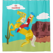 Campy Western Cowgirl auf Pferd Personalisiert Duschvorhang (Vorderseite)
