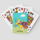 Campy Western Cowgirl auf Pferd Personalisiert Spielkarten (Rückseite)