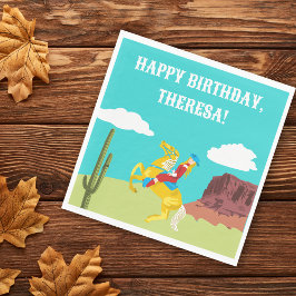 Campy Western Cowgirl auf Pferdekutsche Geburtstag Serviette