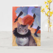 Can-Can-Kabaretttänzer-Katze Karte (Gelbe Blume)