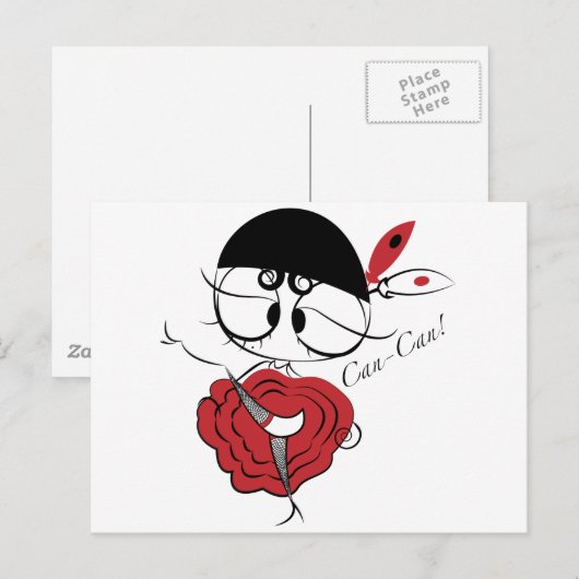 Can-Can-Tänzerin Postkarte (Vorne/Hinten)