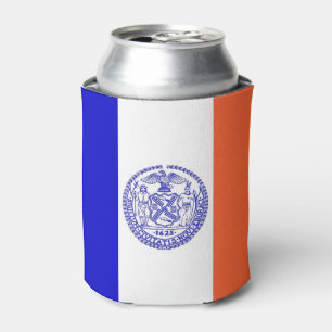 Can Cooler mit der Fahne von New York City, USA. Dosenkühler