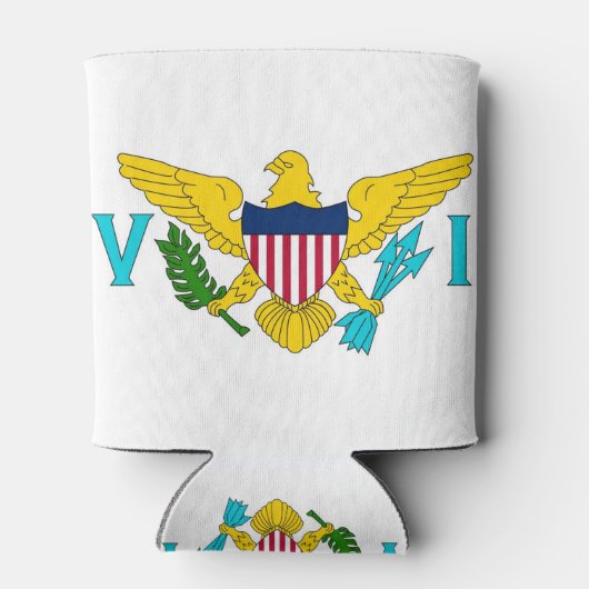 Can Cooler mit Fahne der Jungfrau Islands, USA. Dosenkühler (Rückseite)