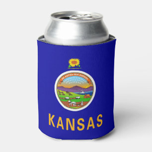 Can Cooler mit Fahne von Kansas Staat, USA. Dosenkühler