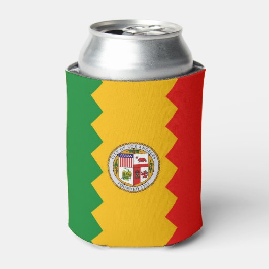 Can Cooler mit Fahne von Los Angeles, USA. Dosenkühler (Kanne Vorderseite)