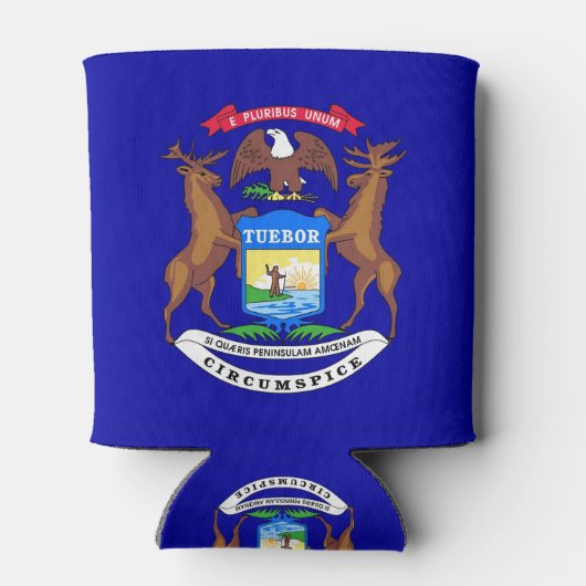Can Cooler mit Fahne von Michigan Staat, USA. Dosenkühler (Rückseite)