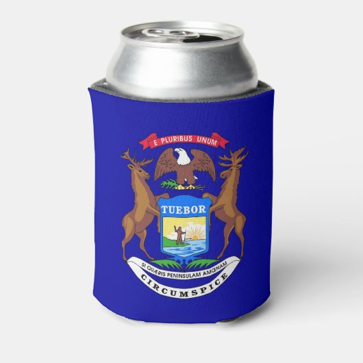 Can Cooler mit Fahne von Michigan Staat, USA. Dosenkühler (Kanne Rückseite)