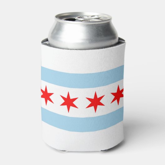 Can Cooler mit Flagge von Chicago, Illinois, USA. Dosenkühler (Kanne Vorderseite)