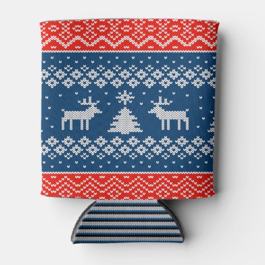 Can Cooler small Ugly Sweater with Reindeer Knit Dosenkühler (Vorderseite)