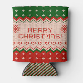 Can Cooler small with Merry Christmas Knit Dosenkühler