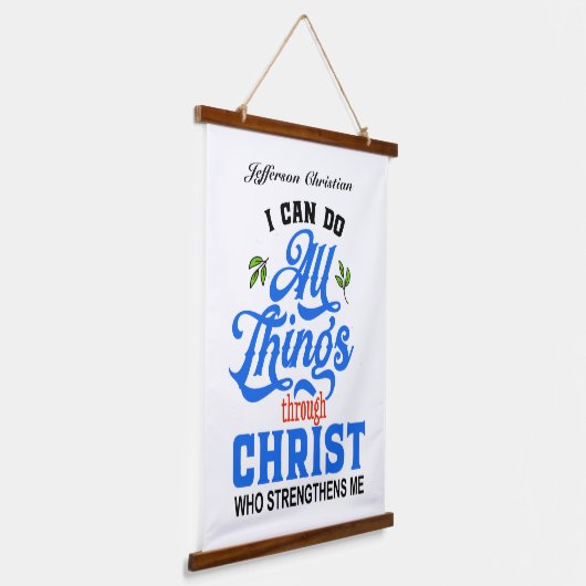 Can do all things through Christ Wandteppich Mit Holzrahmen (Gewinkelt)