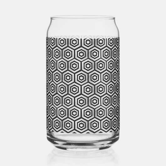 Can Glass Black White Hexagon Geometric Pattern Dosenglas (Vorderseite)