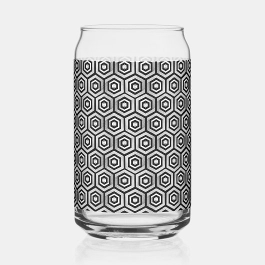 Can Glass Black White Hexagon Geometric Pattern Dosenglas (Rückseite)