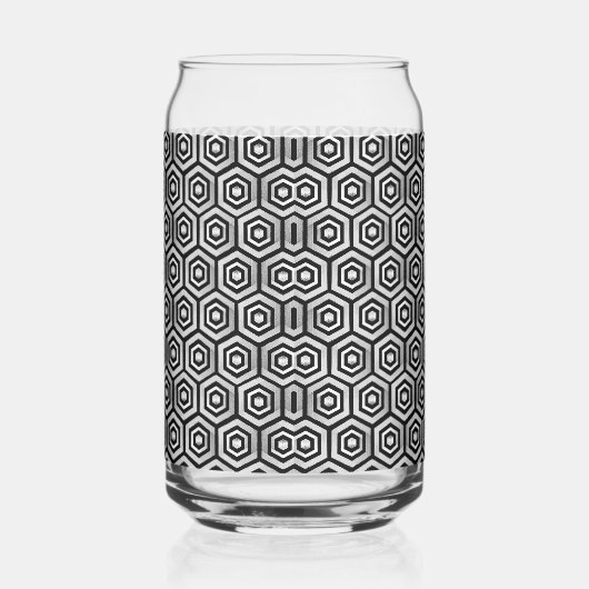 Can Glass Black White Hexagon Geometric Pattern Dosenglas (Rechts)