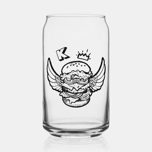 Can Glass mit Hamburger. Dosenglas (Vorderseite)