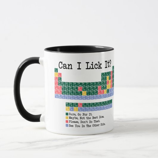 Can I Lick It Chemistry Periodic Table–Fun Science Tasse (Links)