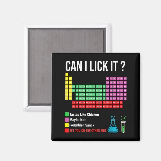 Can I Lick It Periodic Table Chart Science Teacher Magnet (Vorderseite/Rückseite)