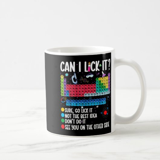 Can I Lick It Periodic Table Funny Science Chemist Kaffeetasse (Rechts)
