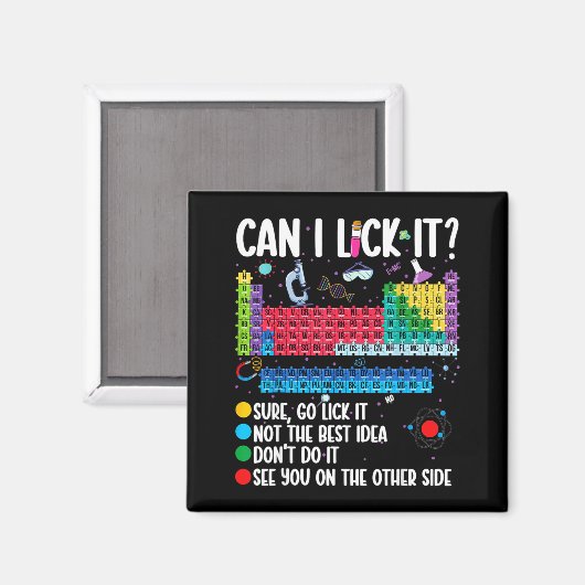 Can I Lick It Periodic Table Funny Science Chemist Magnet (Vorderseite/Rückseite)
