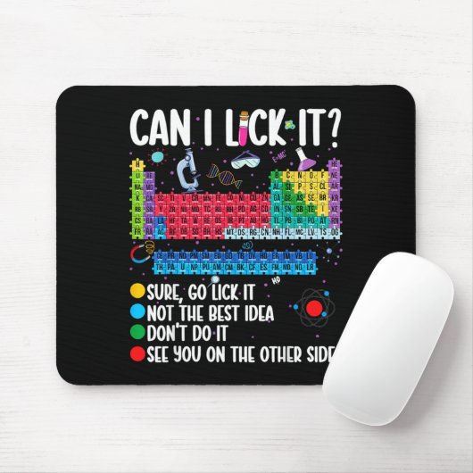 Can I Lick It Periodic Table Funny Science Chemist Mousepad (Mit Mouse)