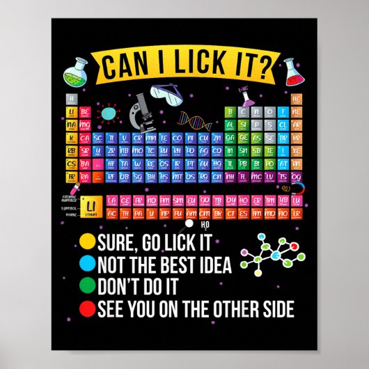 Can I Lick It Periodic Table Funny Science Chemist Poster (Vorne)