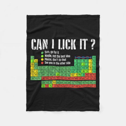 Can I Lick It Periodic Table Funny Science Teacher Fleecedecke (Vorderseite)